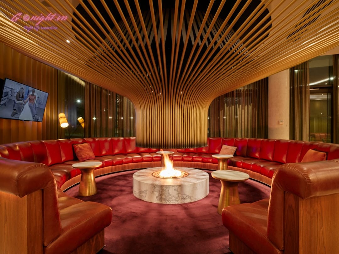 cozy elegant lounge with cocktail bar