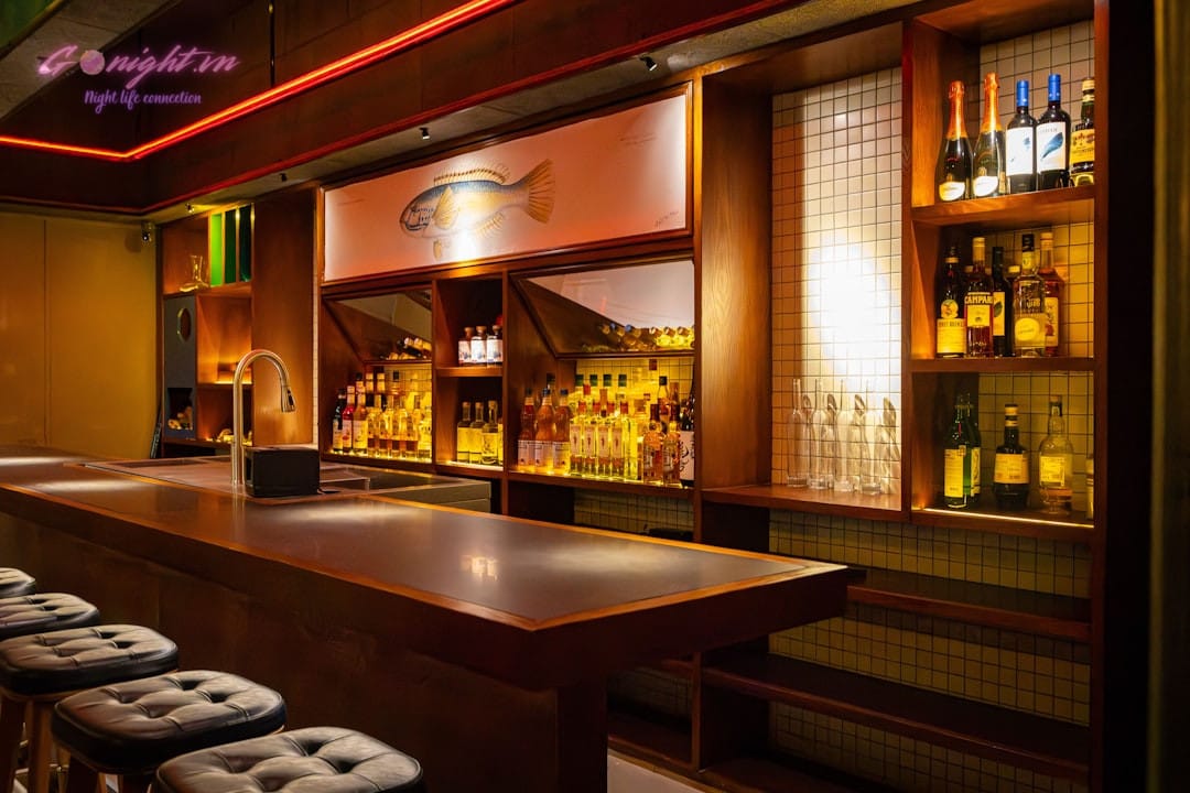 cozy speakeasy bar interior with soft lighting