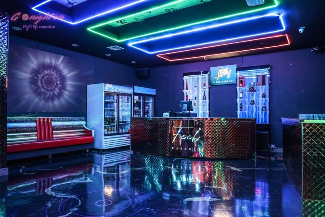 luxury karaoke room interior with large screen
