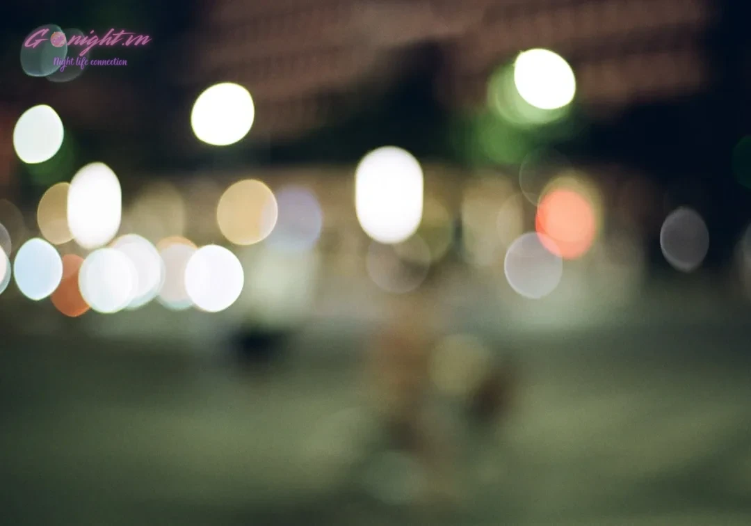 Blurred colorful lights at night in a city